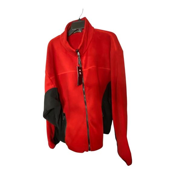 River's End Size XL Full Zip Fleece Jacket Red Black Colorblock Casual Layer NWT - Picture 1 of 8